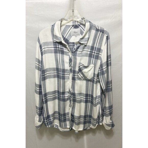 Rails Womens M Blue Checkered‎ Soft Long Sleeve Rayon Button Up Top - Picture 12 of 13